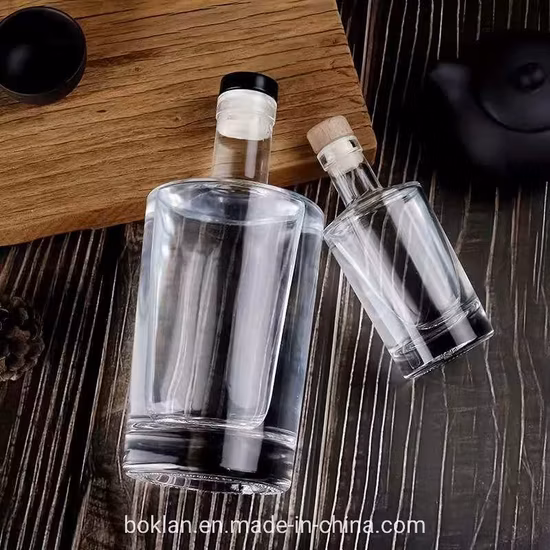 100ml 375ml 500ml 750ml Liquor Glass Bottle for Vodka Gin Whiskey Rum with Cork