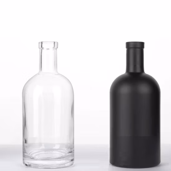 700ml 750ml 1000ml Clear Black Nordic Round Empty Rum Whisky Spirit Gin Vodka Glass Liquor Bottle with Cork Cap 100ml 200ml 375ml 500ml