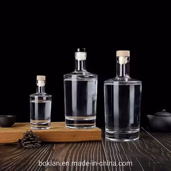 100ml 375ml 500ml 750ml Liquor Glass Bottle for Vodka Gin Whiskey Rum with Cork